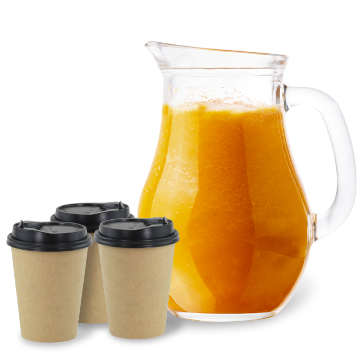 Jugo de papaya (2 Litros). Presentados en vasos biodegradables con su tapa